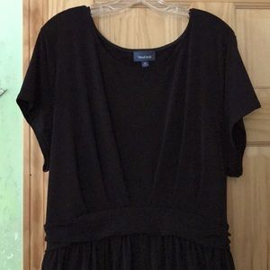 ModCloth Short-sleeved Tie-waist Midi Black Dress